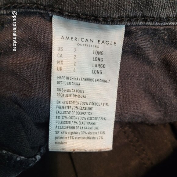 American Eagle Jeans 2 L Jegging Next Level Stretch Hi Rise Black Wash Denim - Picture 6 of 13